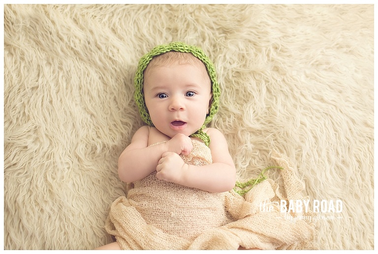 Baby in Green Bonnet