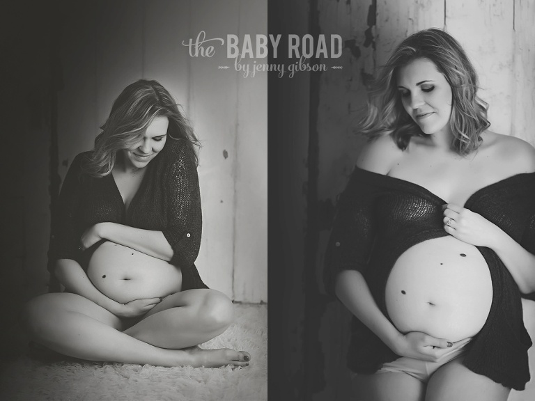 black-and-white-photo-pregnant-woman-on-rustic-background